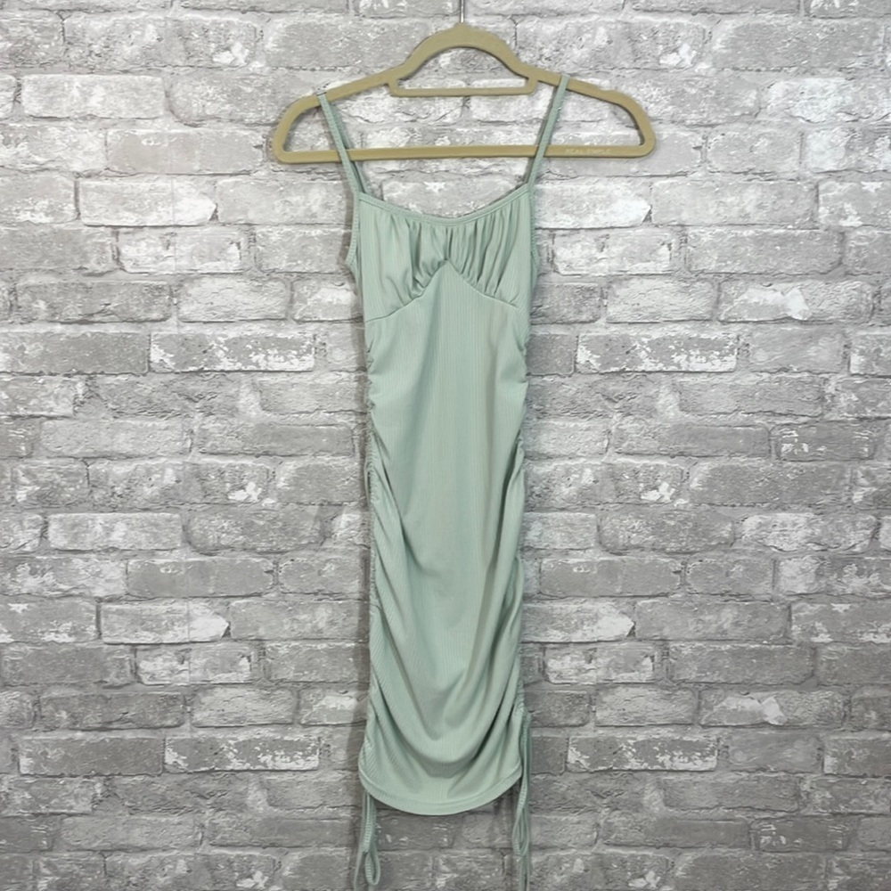 Zaful Ribbed Ruched Tie Dress